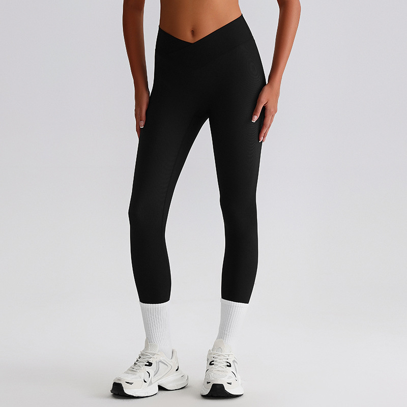 V - waist Ribbed Cross Leggings SKL-LQ6001