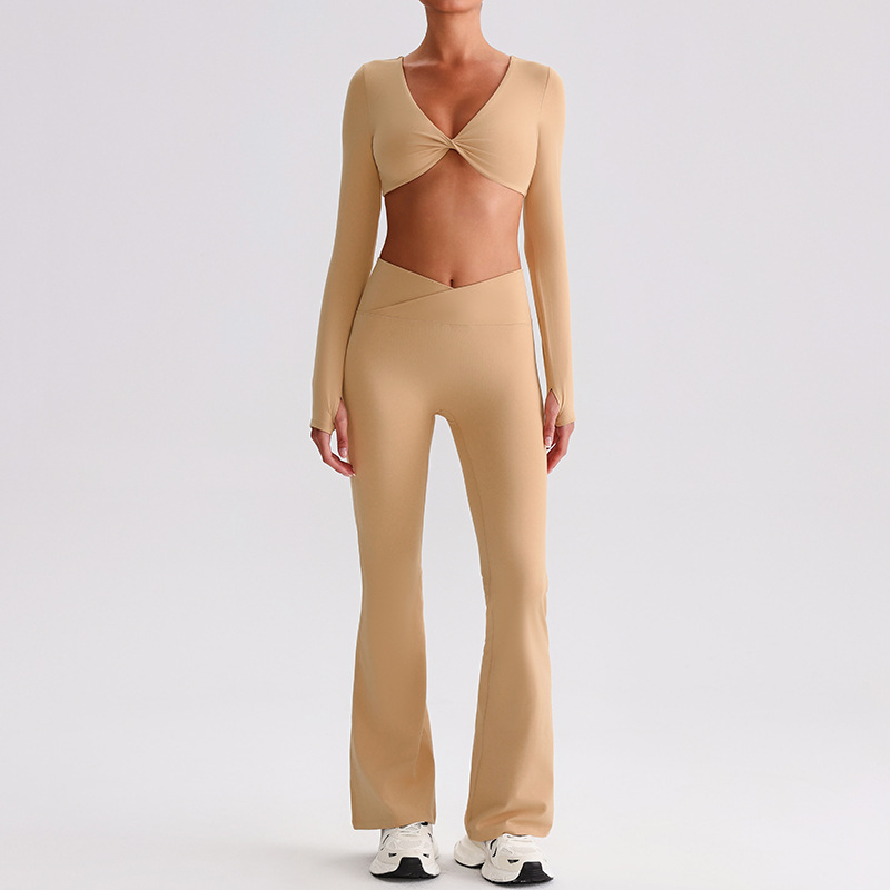 V - waist Cross Leggings And Long Sleeves Set SKL-LQ0719