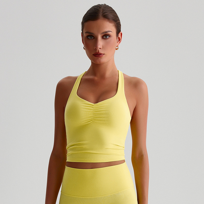 Halter - Neck Pleated Yoga Bra  With Pad SKL-LQ2158