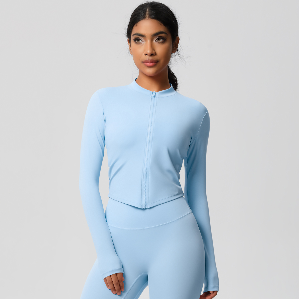 Tight-fitting Zip-up Coat Quick-drying Breathable Yoga Wear Top 7106