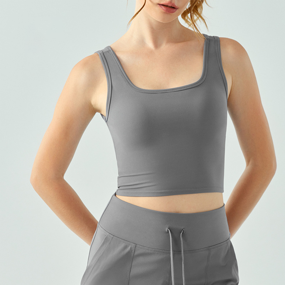 Crossed Racerback Fixed Cups Comfortable Yoga Vest DSG695