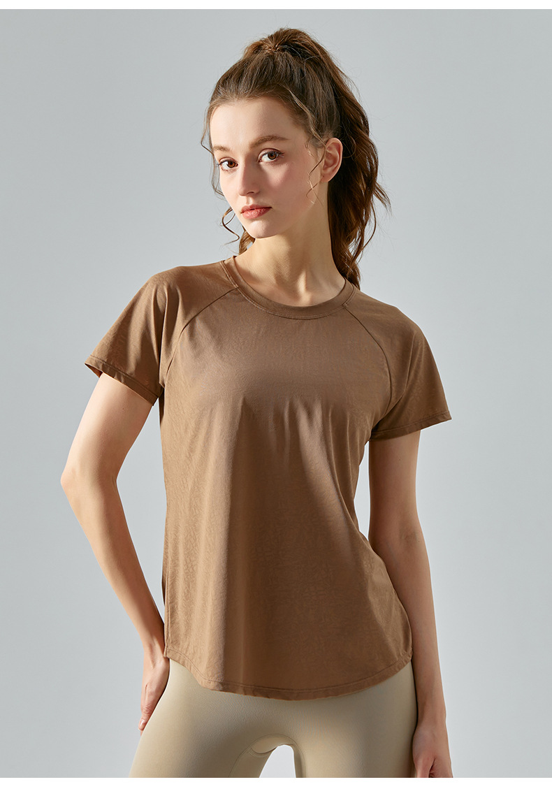  Slit Design Quick-drying Breathable Short-sleeved Yoga Top DST538 