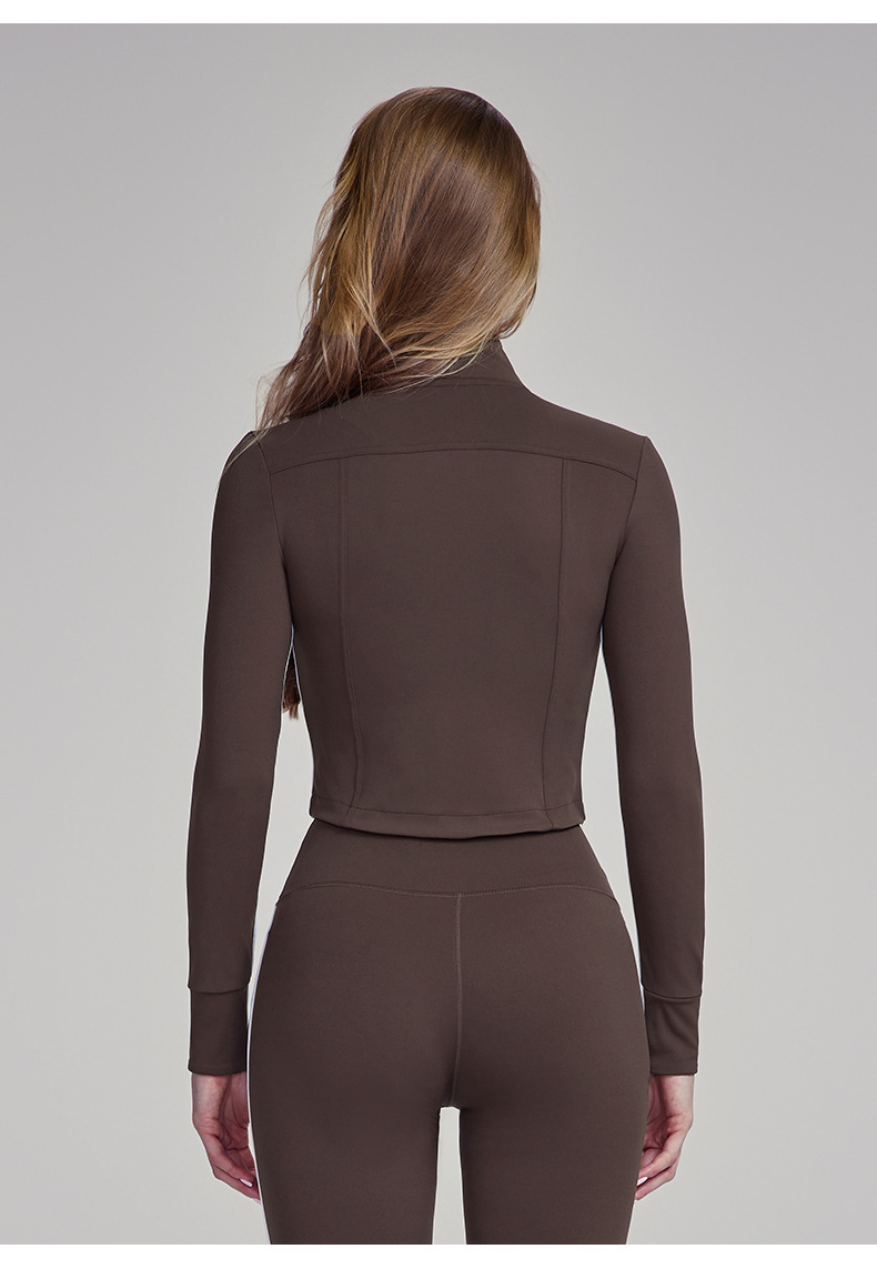 Slim Fit Stand Collar Zip-Up Yoga Coat DWJS124106