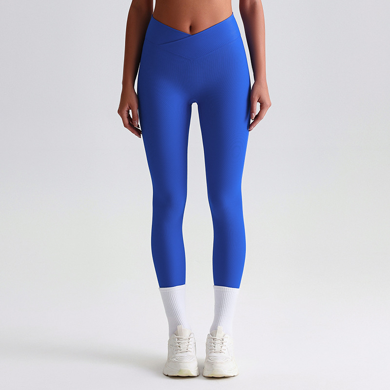 V - waist Ribbed Cross Leggings SKL-LQ6001