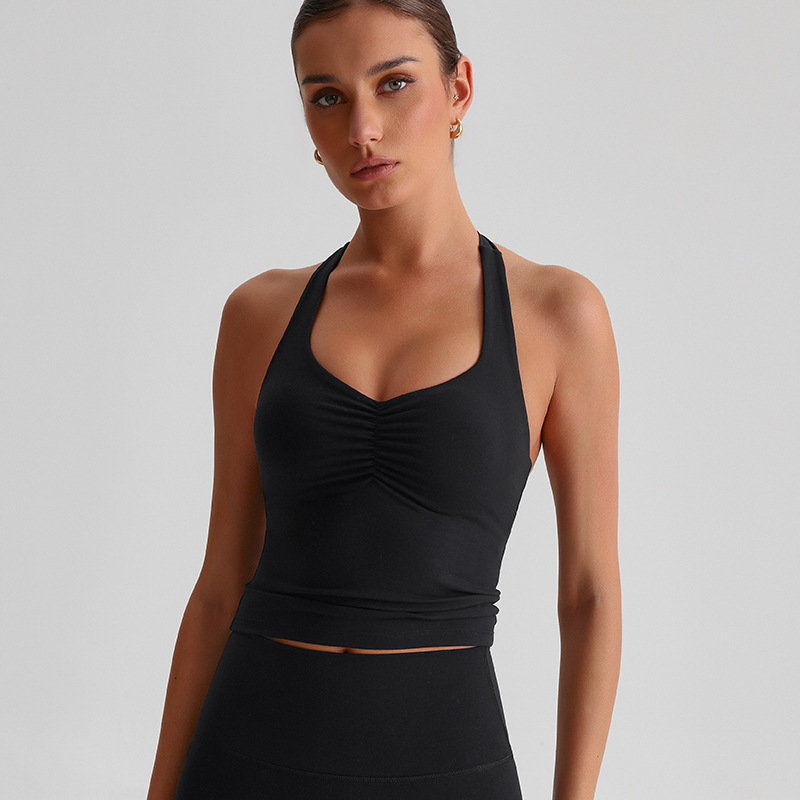Halter - Neck Pleated Yoga Bra  With Pad SKL-LQ2158