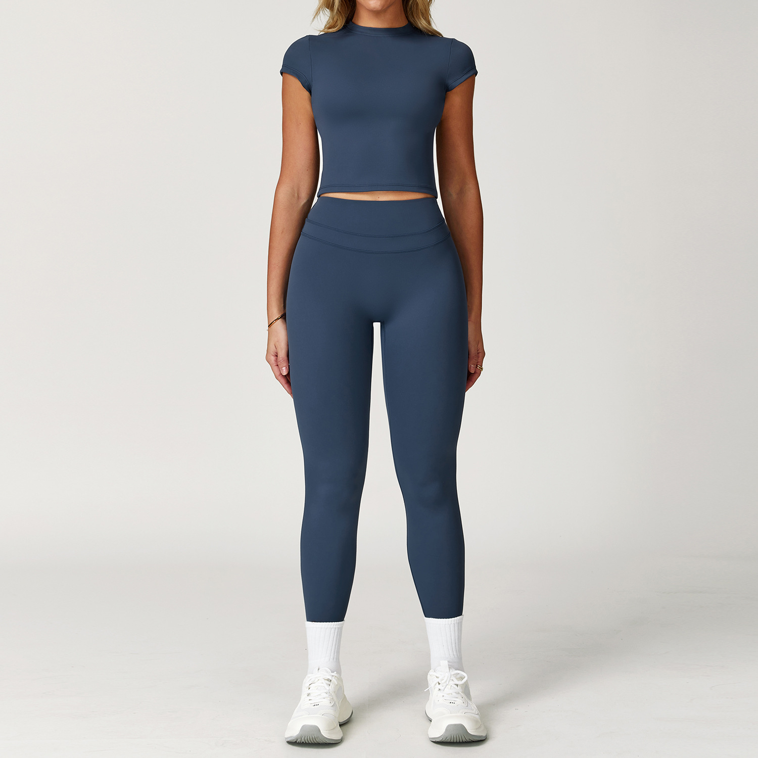 Backless Yoga Suit Women's Compression Sports T-shirt and Leggings Set for Gym 8863