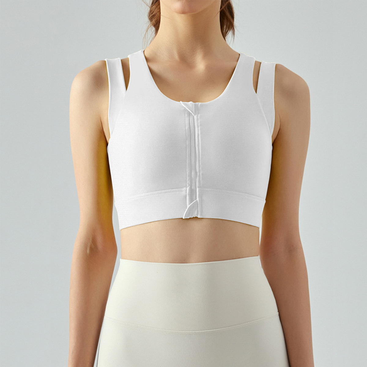 Front-Zip Fixed-Cup Breathable Sports Fitness Vest DSB477