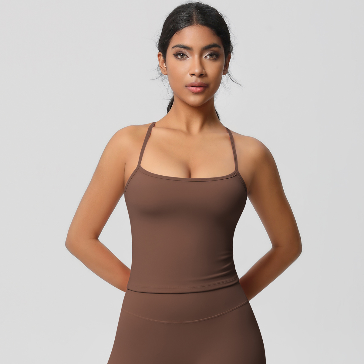 Spaghetti-strap Quick-drying Breathable Tight Top Fitness Sports Vest 7107
