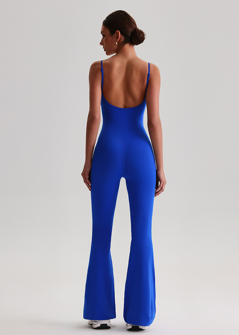 Adjustable Shoulder Strap Tight-fitting Yoga Jumpsuits With Pad SKL-LQ8031