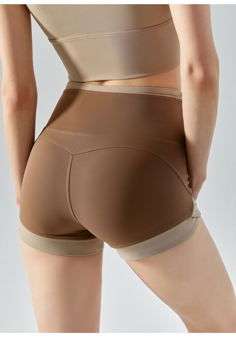 High-Waisted Tummy-Control  Contrast-Color Butt-Lifting Lines Yoga Shorts DSS556 