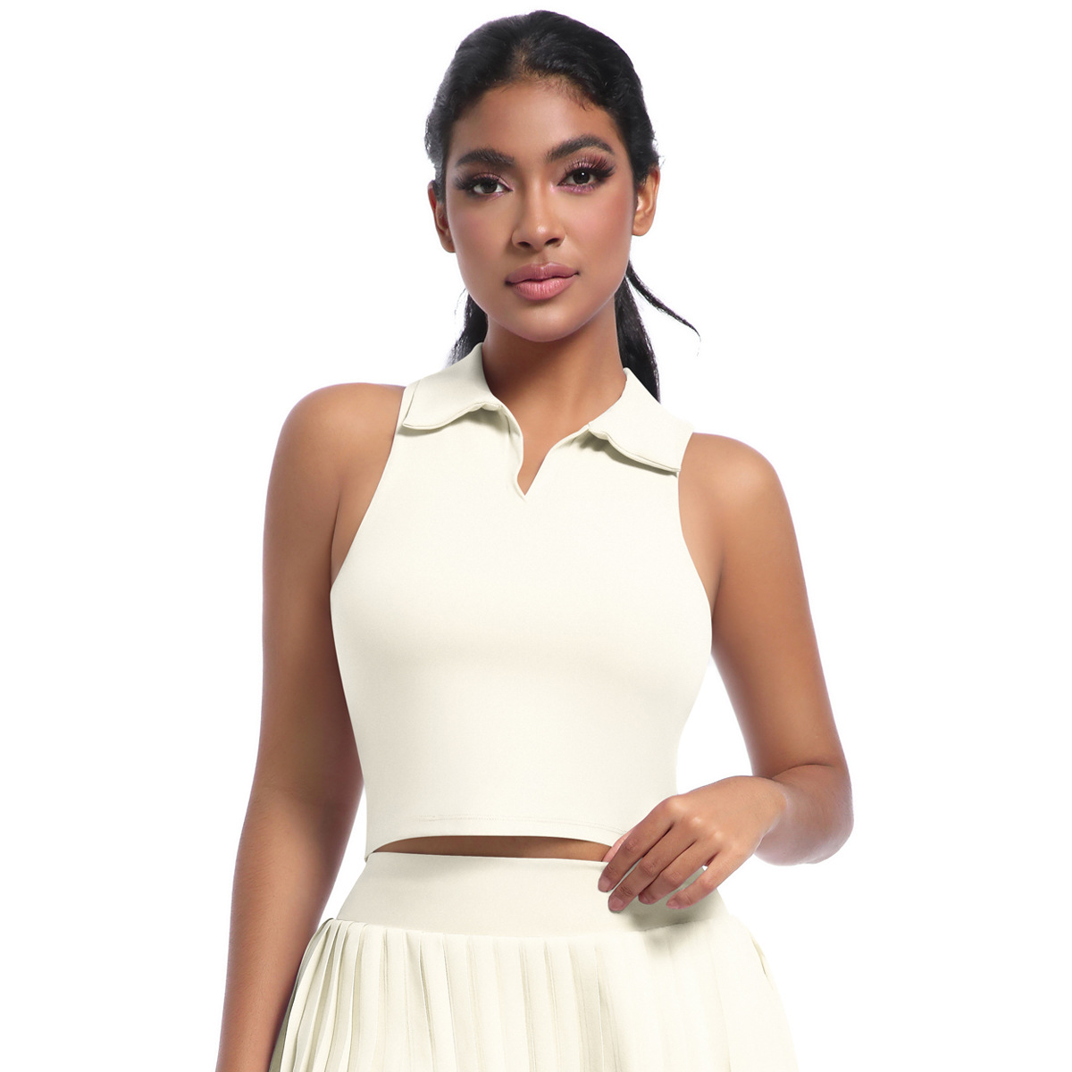 Polo-style Turn-down Collar Fitted Sports Vest 7084
