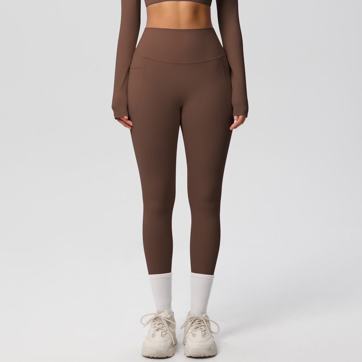 High-waisted Hip-lifting Quick-drying Long Pants with Pockets 7108