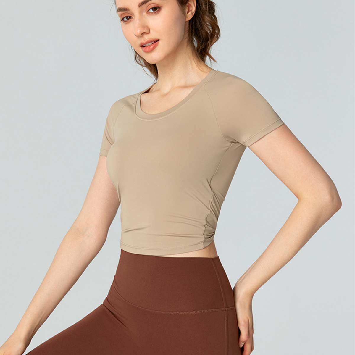 Double Twist Knot Open-Back Cooling Sunscreen Fitness Top DST765