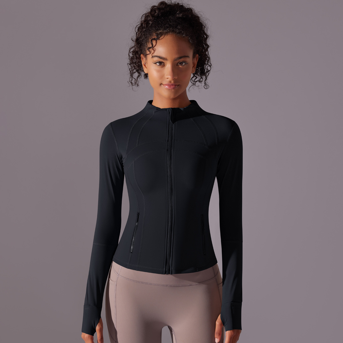 Zip-up Cardigan Slim-fit Long-sleeve Top Quick-drying Fitness Coat 7002