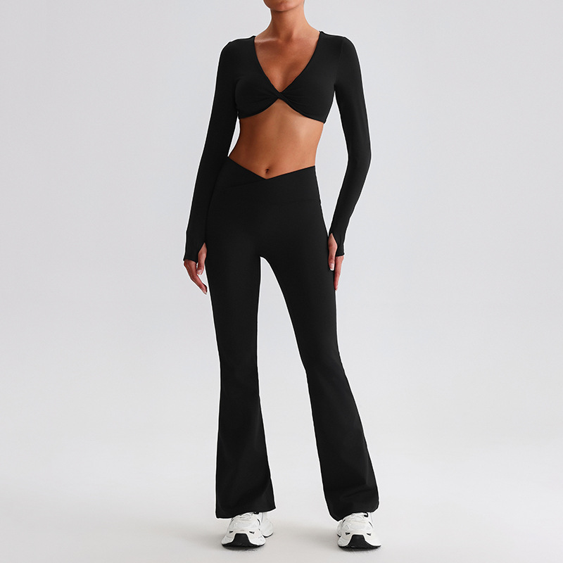 V - waist Cross Leggings And Long Sleeves Set SKL-LQ0719