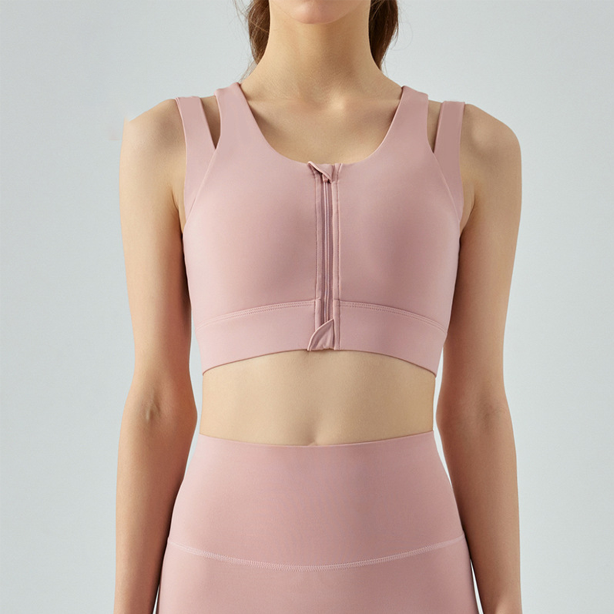 Front-Zip Fixed-Cup Breathable Sports Fitness Vest DSB477