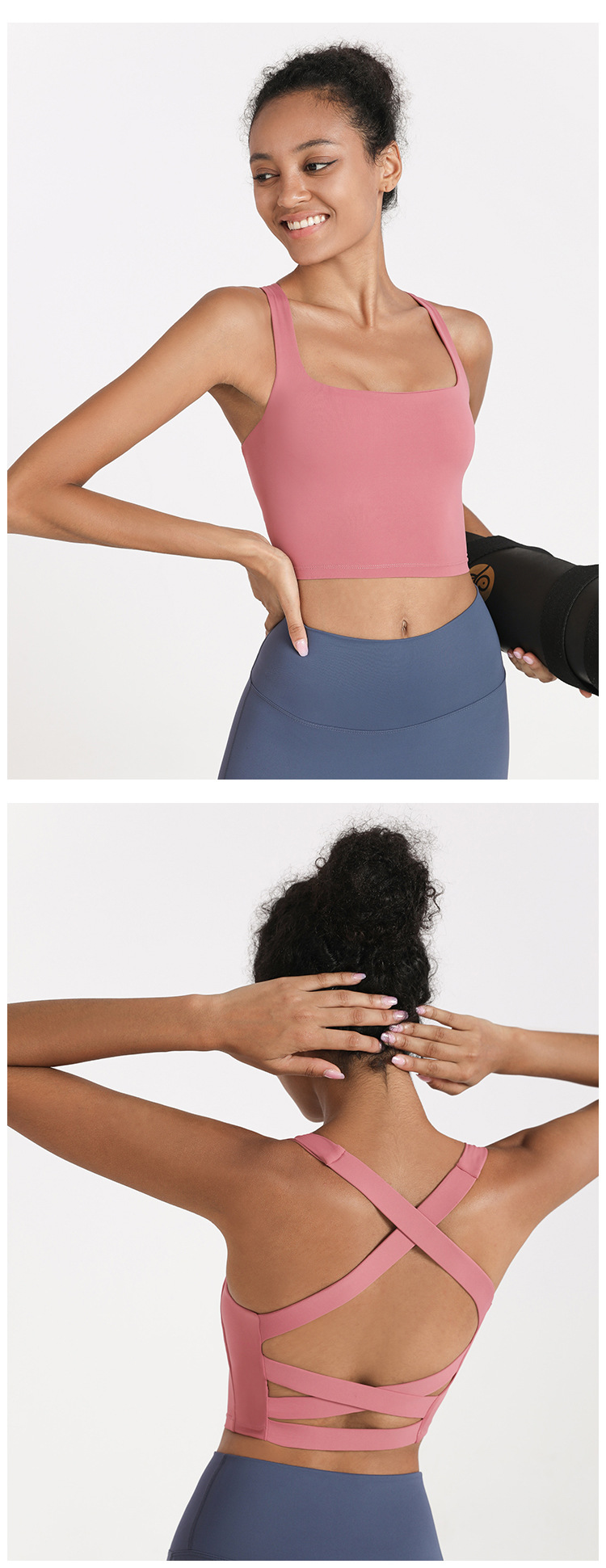  Cross-Back Shockproof Built-in Bra Pads Sports Bra DS03 