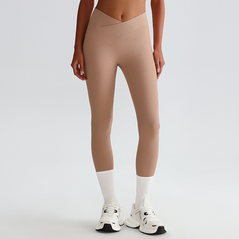 V - waist Ribbed Cross Leggings SKL-LQ6001