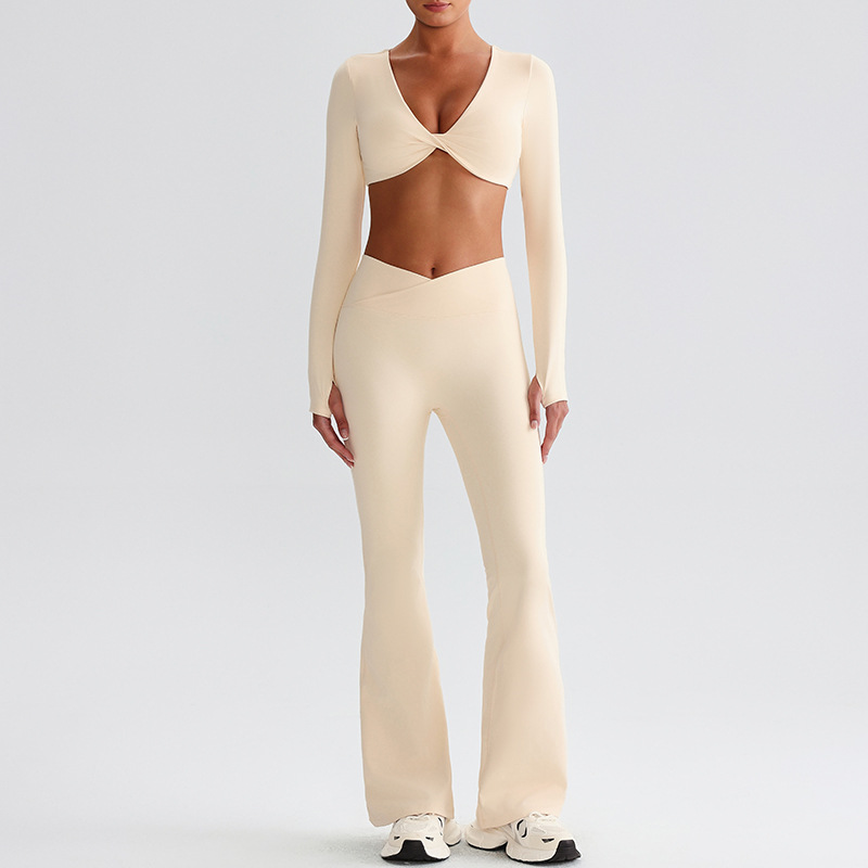 V - waist Cross Leggings And Long Sleeves Set SKL-LQ0719