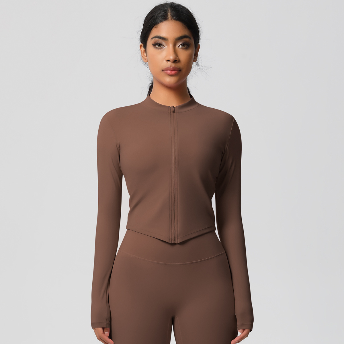 Tight-fitting Zip-up Coat Quick-drying Breathable Yoga Wear Top 7106