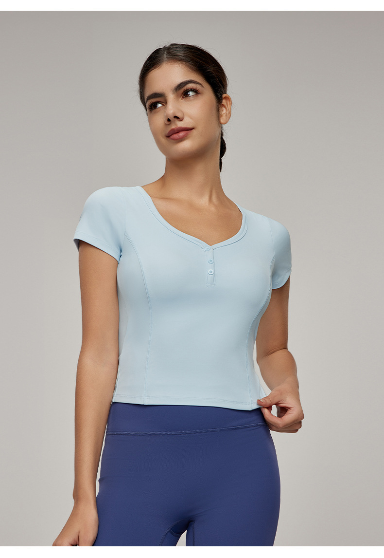 Cooling & Sun-Protective Waist Cinching Yoga Short Sleeve Top DWY115118
