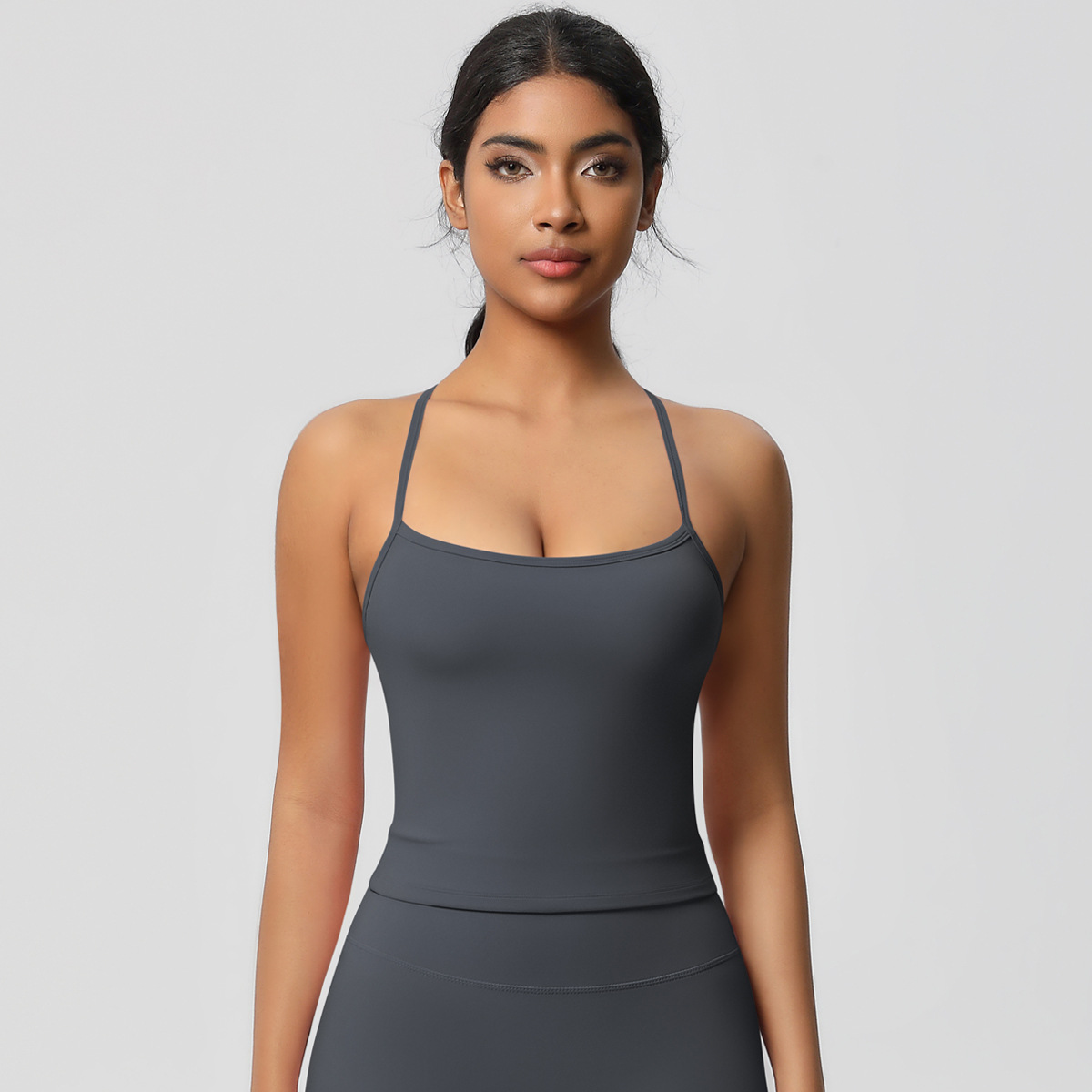 Spaghetti-strap Quick-drying Breathable Tight Top Fitness Sports Vest 7107