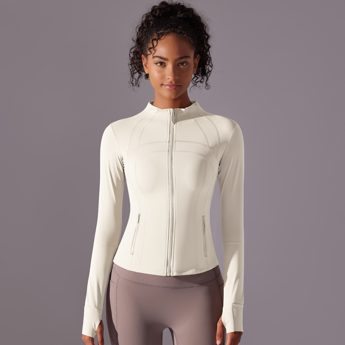 Zip-up Cardigan Slim-fit Long-sleeve Top Quick-drying Fitness Coat 7002