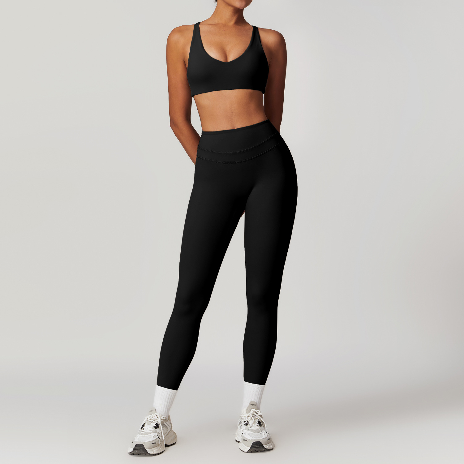 Backless Yoga Suit Women's Compression Sports Bra and Leggings Set for Gym 8863