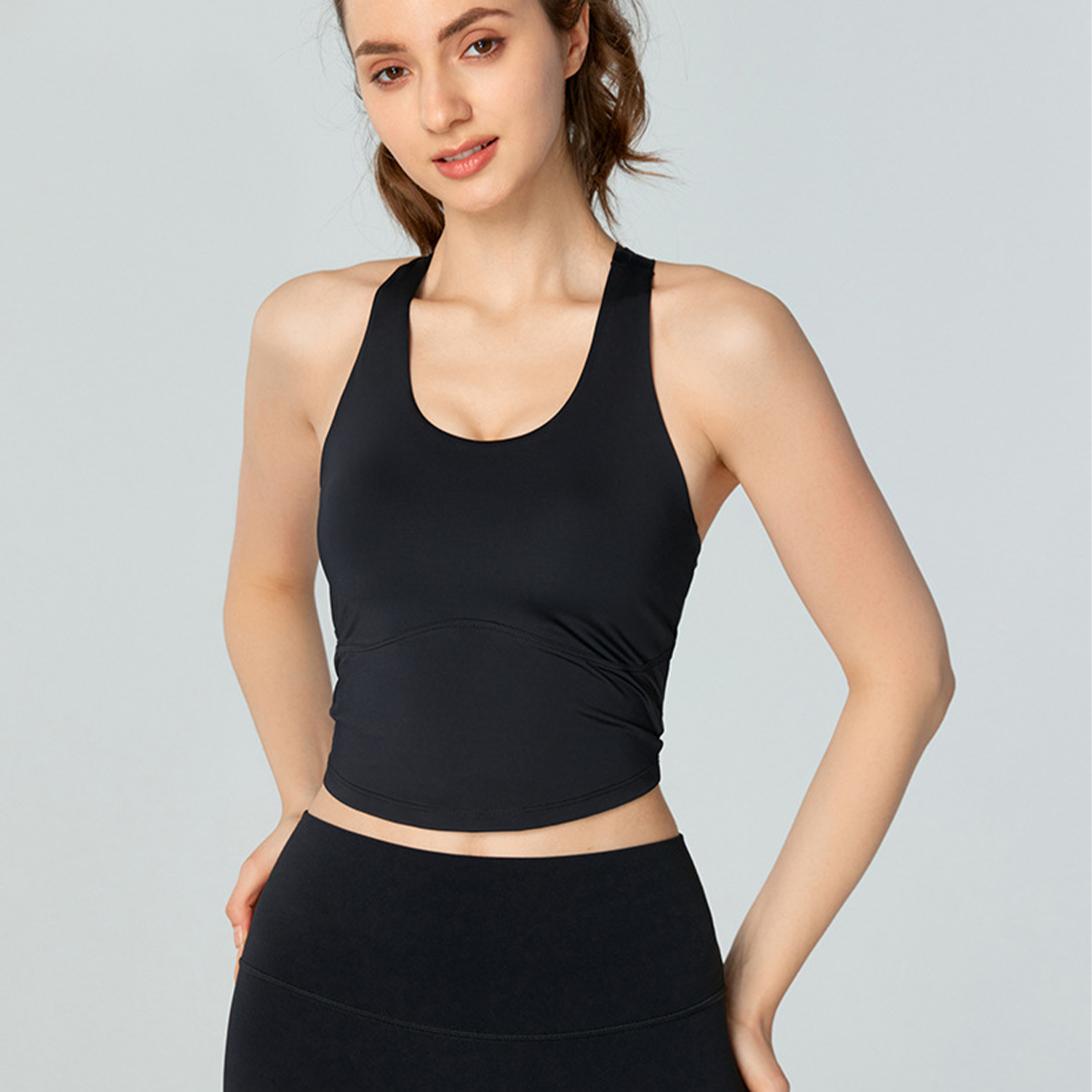  Cool Sensation & Sun Protection Cross - Back Fixed Cups Sports Bra DSG775