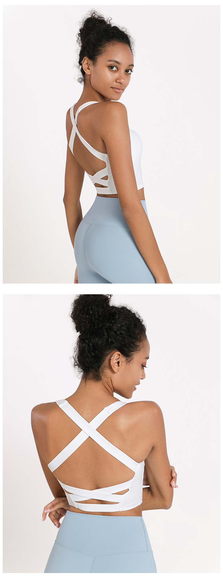  Cross-Back Shockproof Built-in Bra Pads Sports Bra DS03 