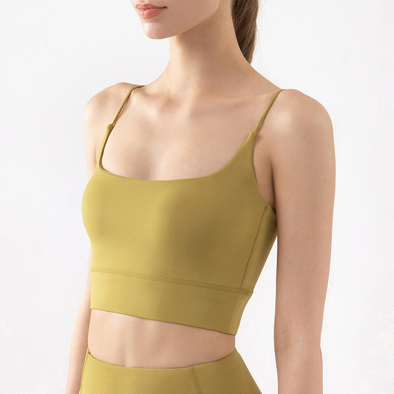  Fine Shoulder Strap with Padded Cups Yoga Sports Bra DS72 