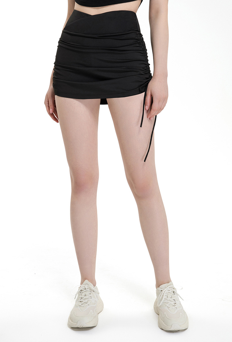 High-Waisted Drawstring Crossed Waistband Tennis Skirt DS200 