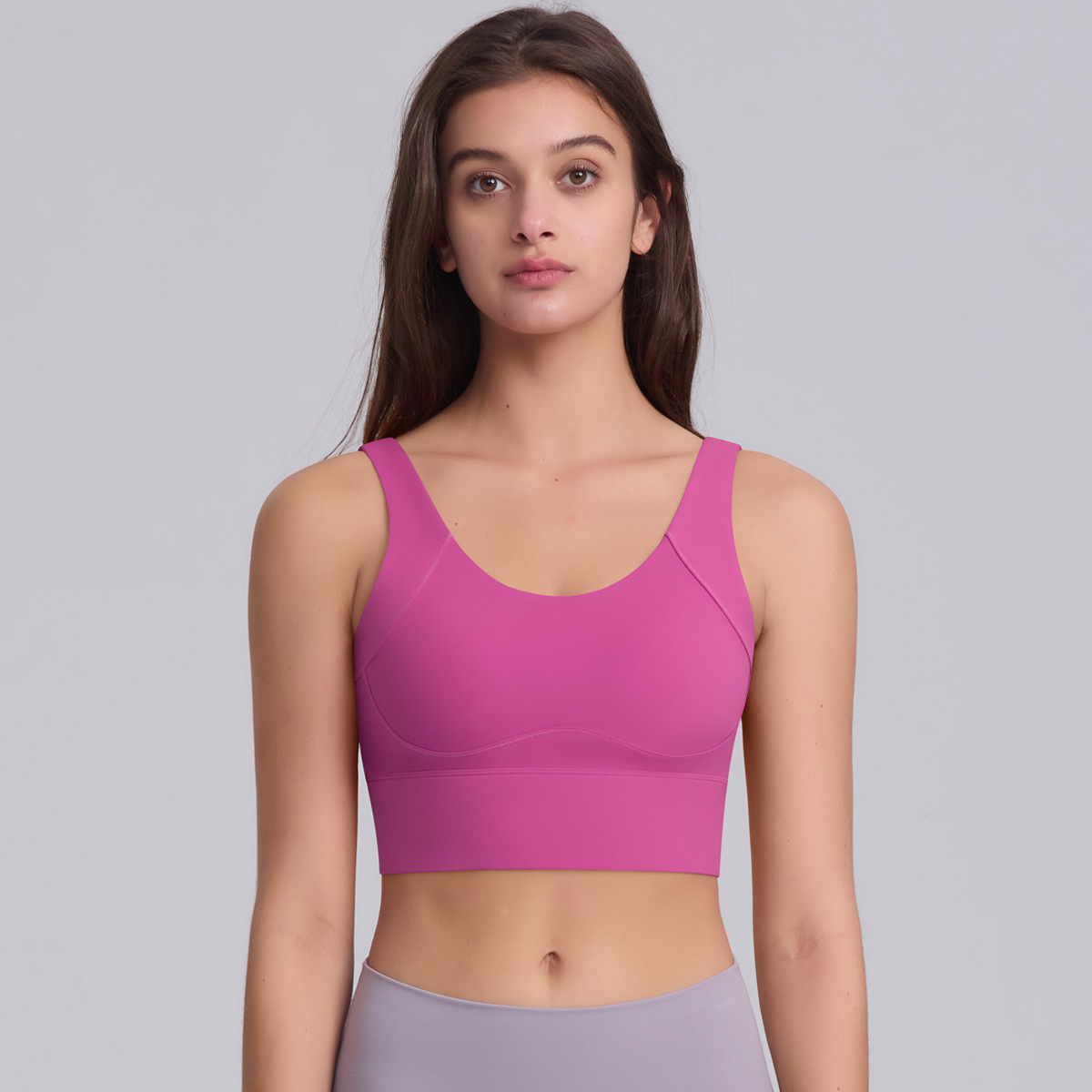 Solid-color Pilates Yoga Wear Buttoned Sports Vest 7069