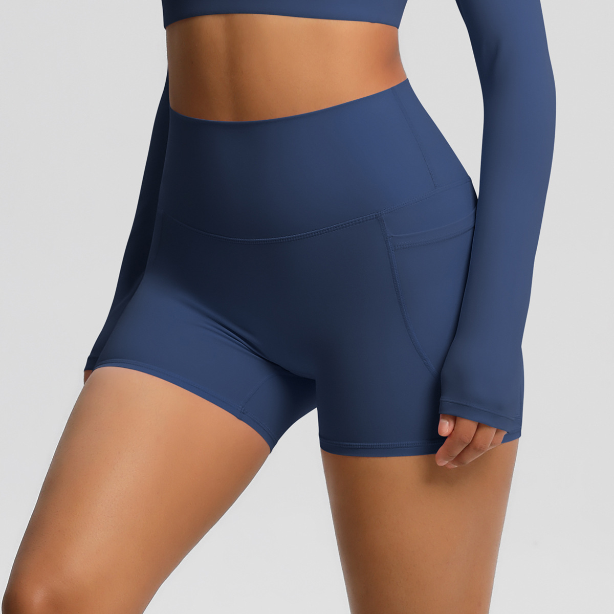 Naked-feeling High-waisted Yoga Shorts with Pockets 7109