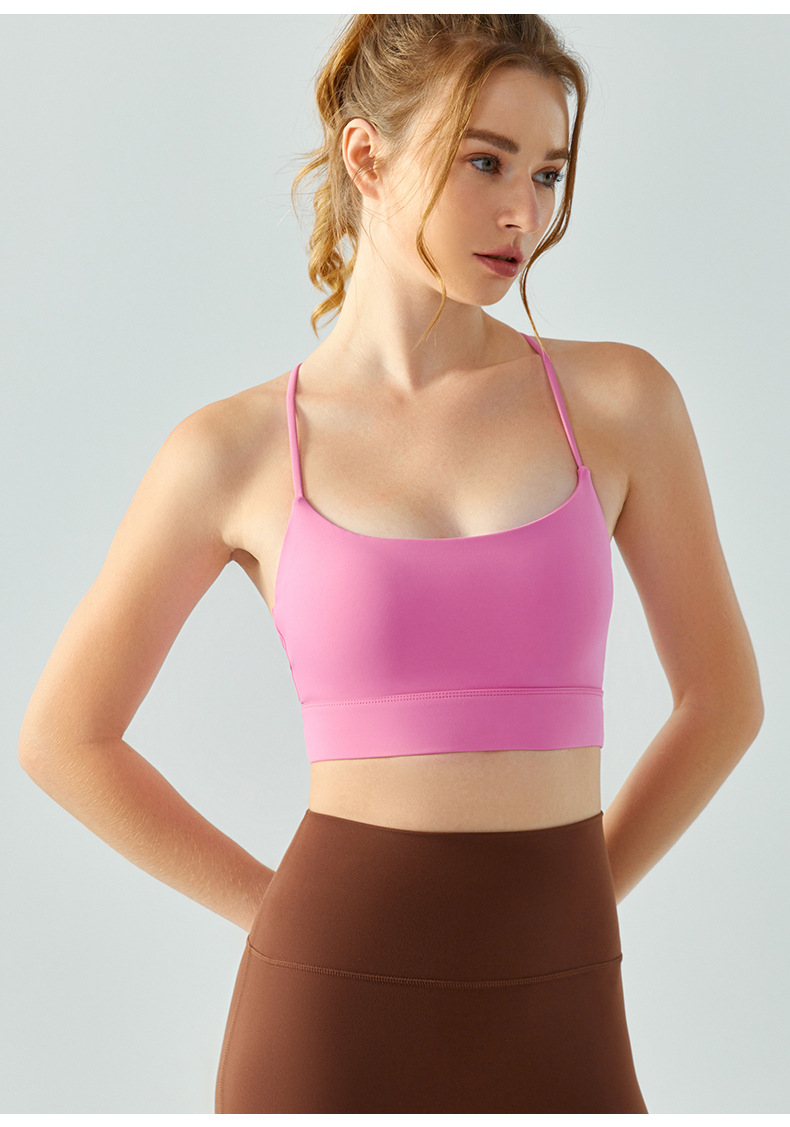 Elastic Racerback Triangular Shaped Solid Color Fitness Bra DSB696