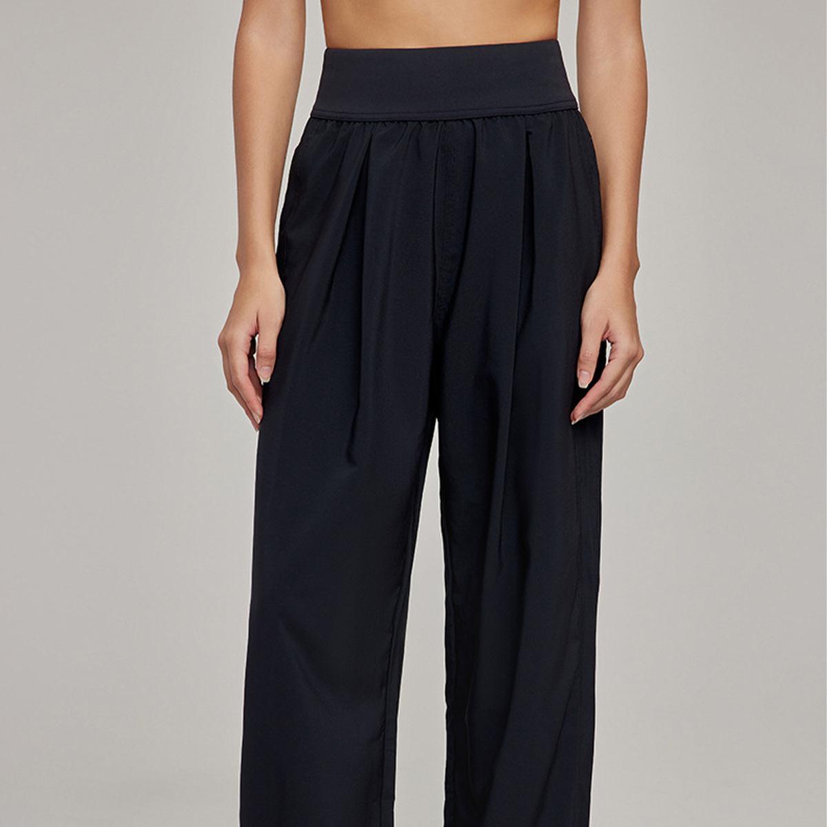 High-Waisted Elastic Waist Straight-Leg Loose and Casual Yoga Long Pants DWL115016
