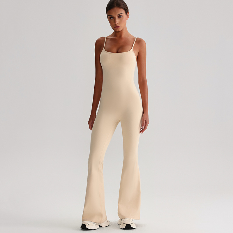 Adjustable Shoulder Strap Tight-fitting Yoga Jumpsuits With Pad SKL-LQ8031