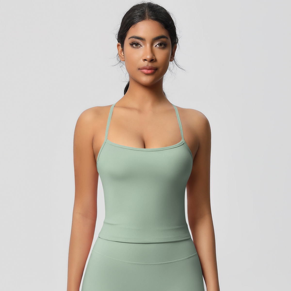 Spaghetti-strap Quick-drying Breathable Tight Top Fitness Sports Vest 7107