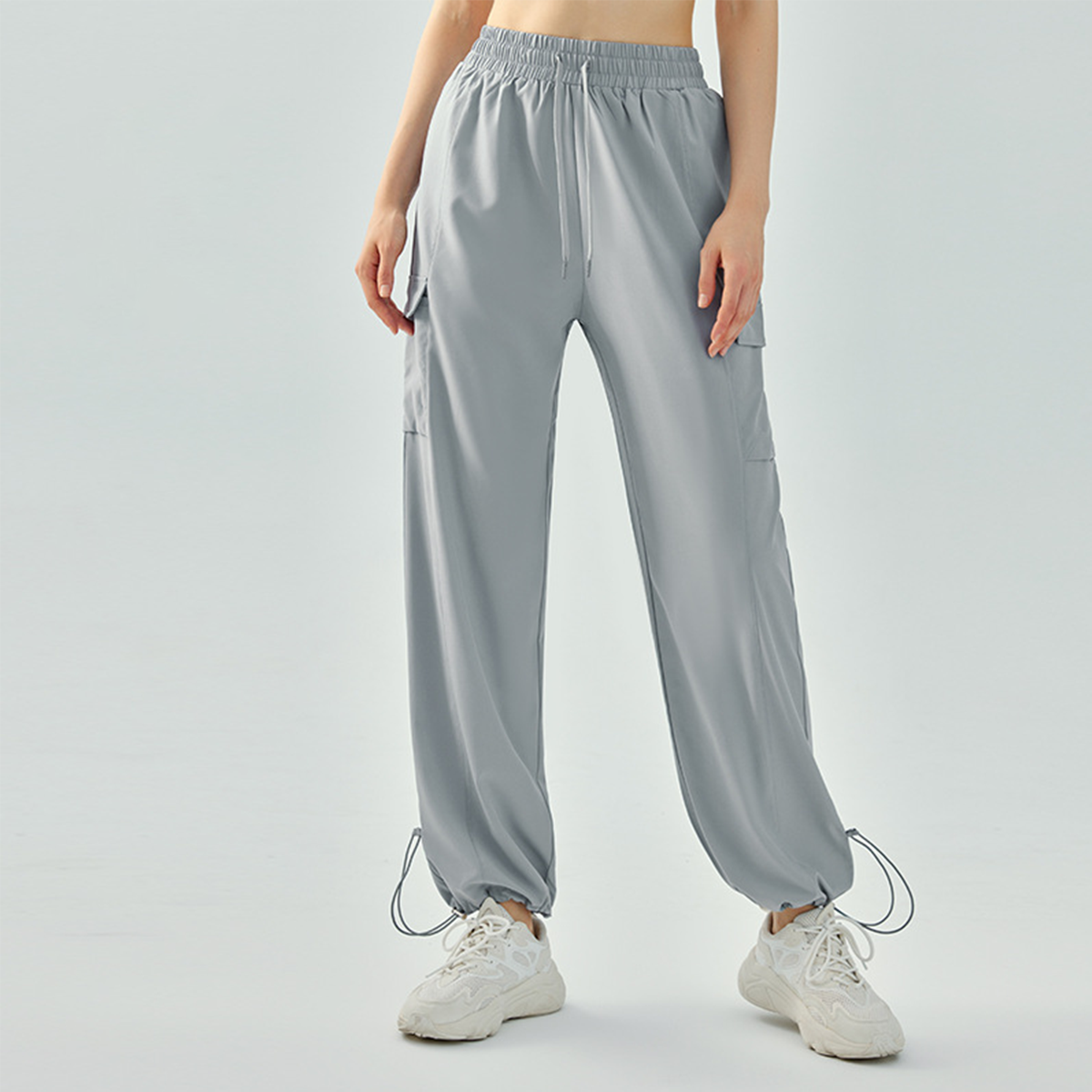 High-Waisted Drawstring Loose Sport Long Pants with Side Pockets DSP620 