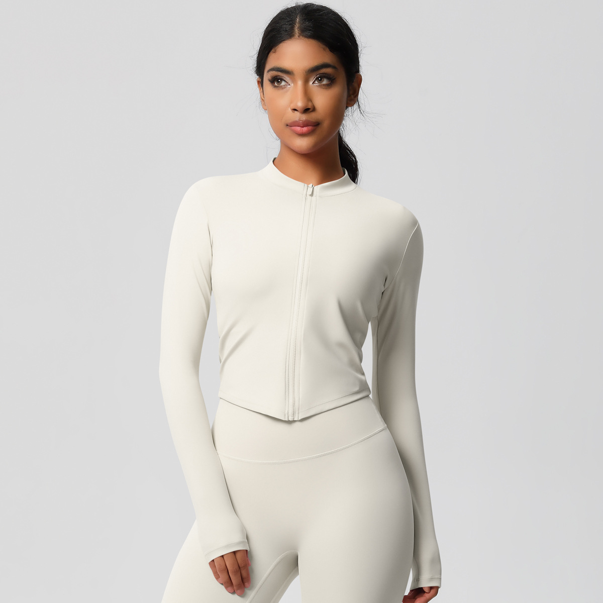 Tight-fitting Zip-up Coat Quick-drying Breathable Yoga Wear Top 7106