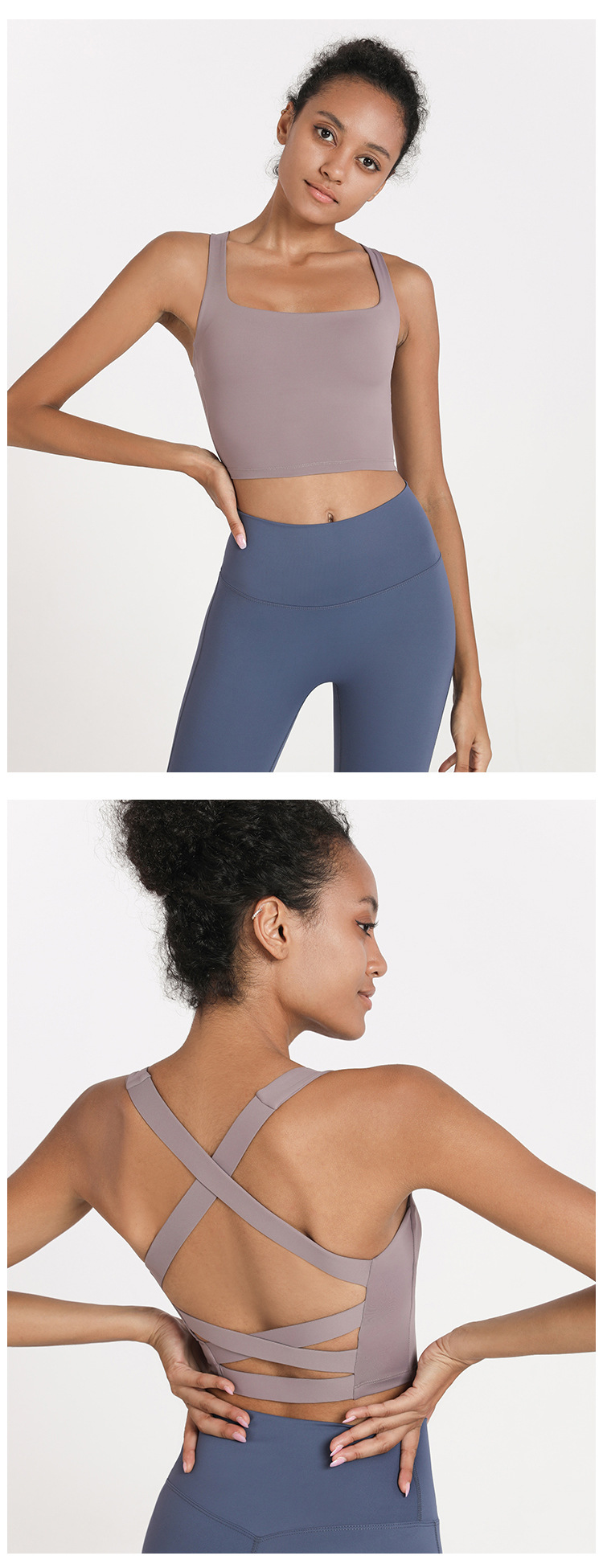  Cross-Back Shockproof Built-in Bra Pads Sports Bra DS03 