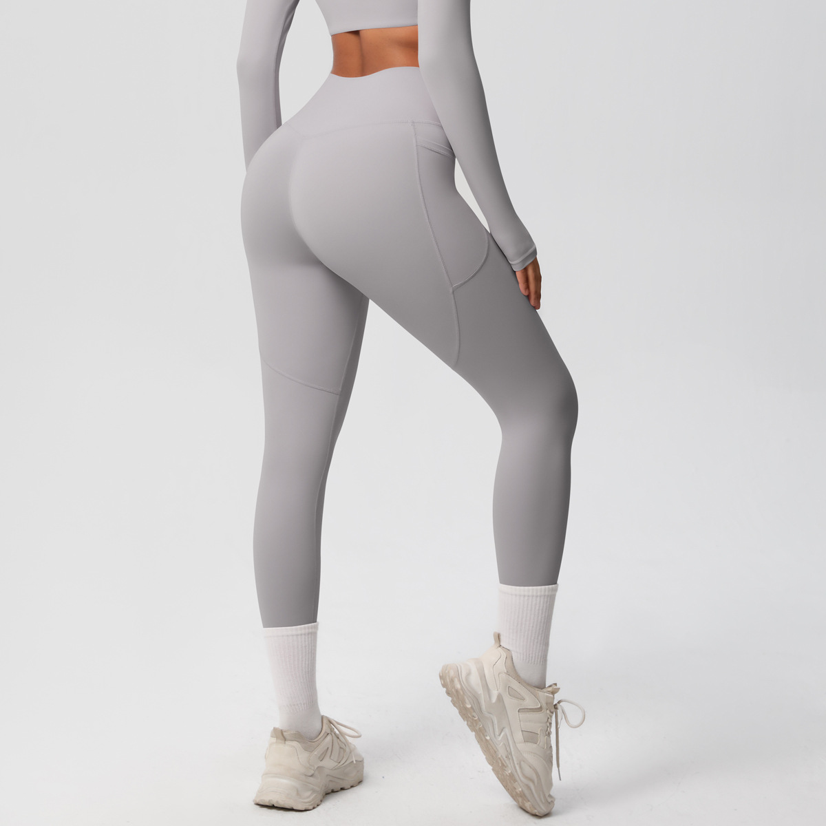 High-waisted Hip-lifting Quick-drying Long Pants with Pockets 7108