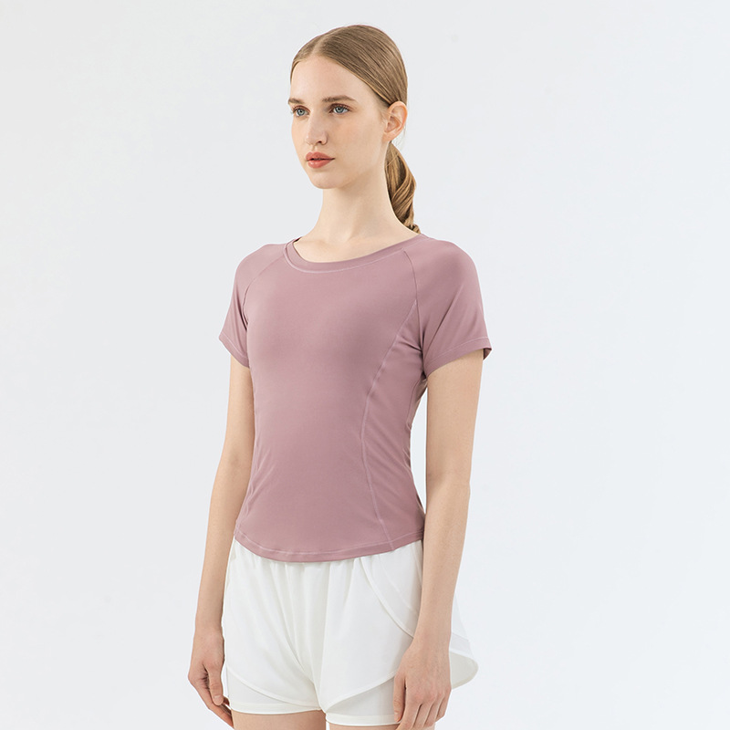 Mesh-Paneled Breathable Quick-Dry Yoga Short Sleeve  DS264