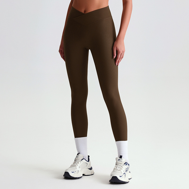 V - waist Ribbed Cross Leggings SKL-LQ6001