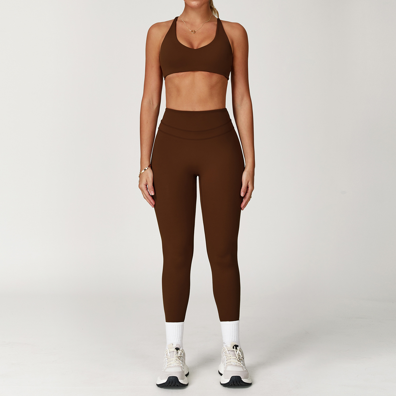 Backless Yoga Suit Women's Compression Sports Bra and Leggings Set for Gym 8863