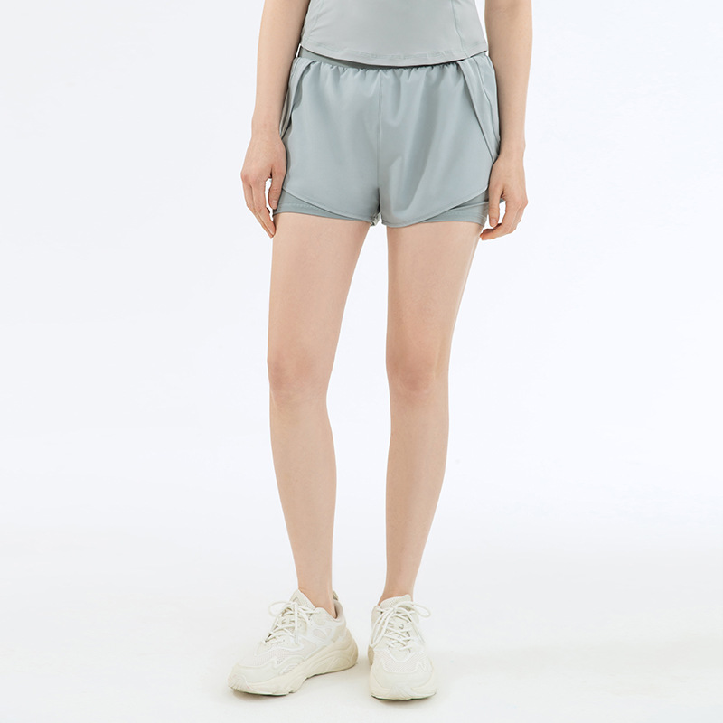 High-Waisted Fake Two-Piece Yoga Shorts with Inner Pockets DS149V