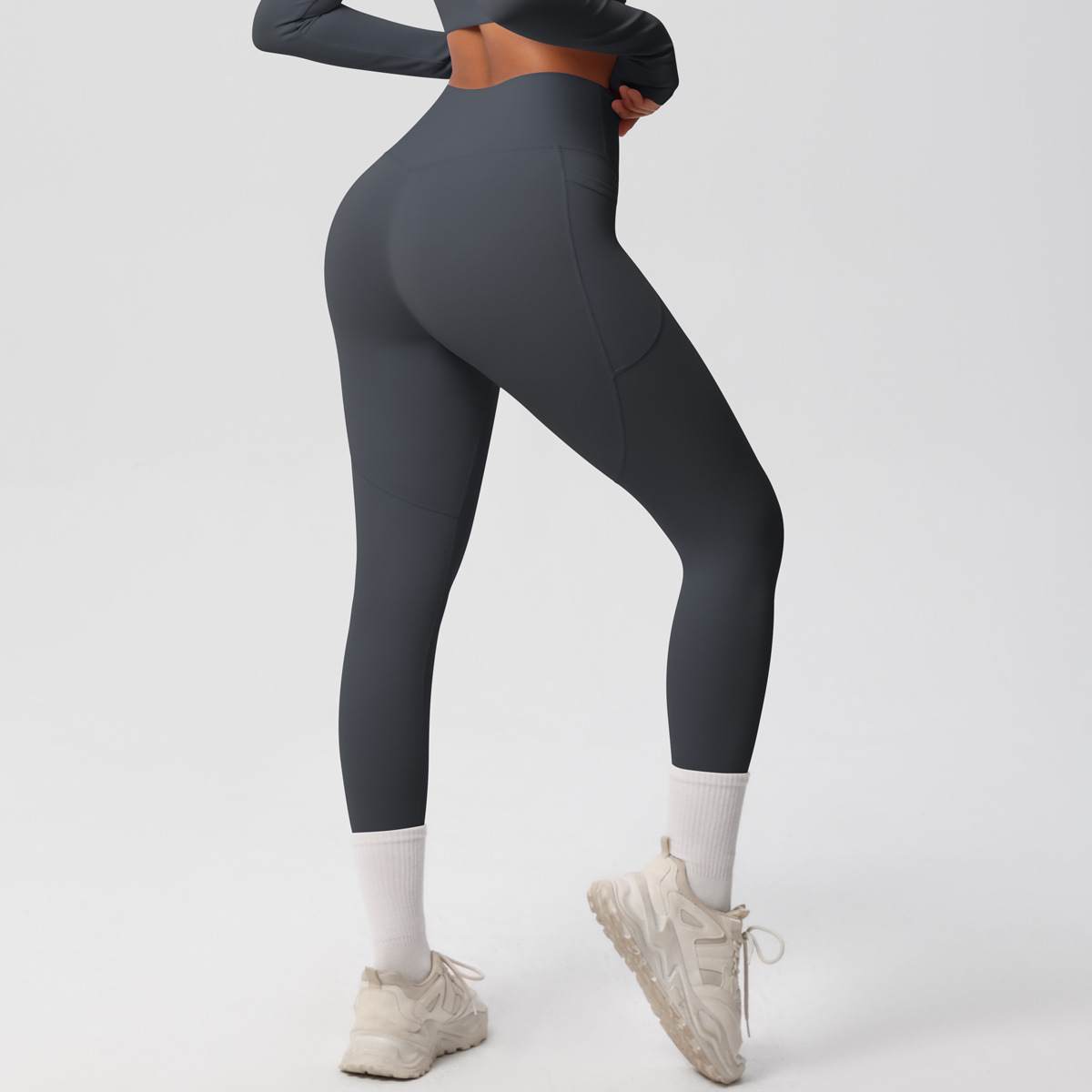 High-waisted Hip-lifting Quick-drying Long Pants with Pockets 7108