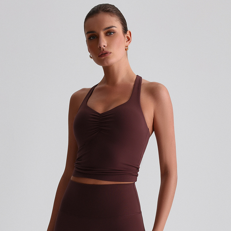 Halter - Neck Pleated Yoga Bra  With Pad SKL-LQ2158