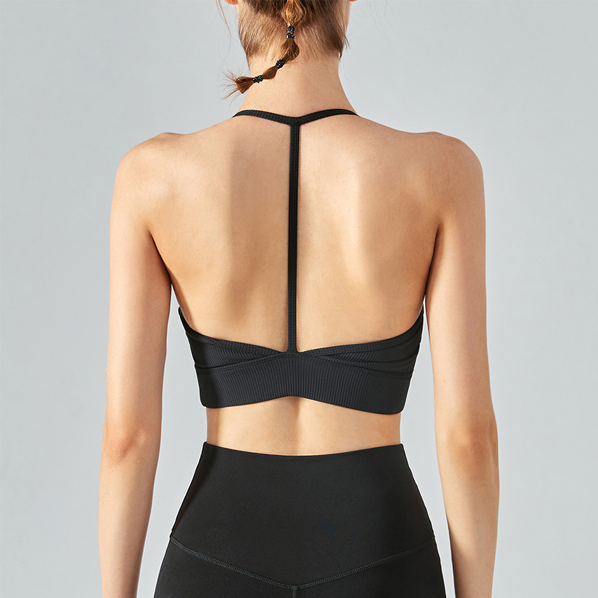  T-shaped Back-buckle Sports Bra with Neck Strap DSB364 