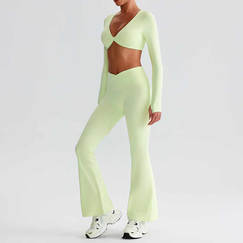 V - waist Cross Leggings And Long Sleeves Set SKL-LQ0719